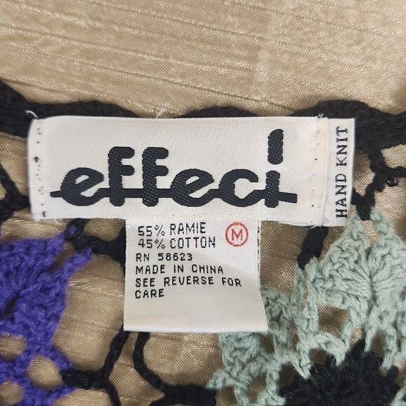 Hand Knit Floral Vest M - Picture 6 of 7